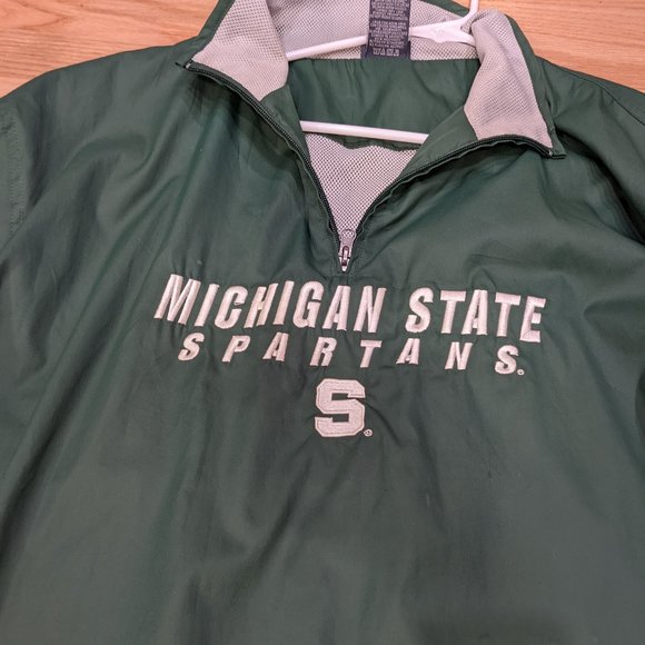 (L) Vintage Michigan State 1/4 Zip Up Pullover Embroidered Windbreaker - Picture 3 of 7